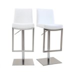 Tabourets de bar relevables blanc et acier chrom� (lot de 2) kyle