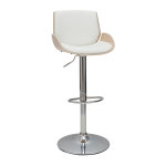 Miliboo - tabouret de bar relevable blanc et bois clair vesper