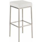 Tabouret de bar rembourr� rev�tement synth�tique blanc avec repose - pieds acier inoxydable hauteur de ...