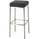 Dcoshop26 - tabouret de bar rembourr revtement tissu gris fonc avec repose - pieds acier inoxydable ...