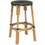 Atmosphera - tabouret de bar en rotin et assise bicolore noir & blanc h 66 cm