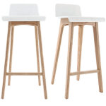 Miliboo - tabourets de bar scandinaves blancs et bois clair h75 cm (lot de 2) baltik