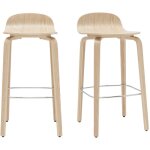 Miliboo - tabourets de bar scandinaves bois chêne h68 cm (lot de 2) obra Miliboo - tabourets de bar scandinaves bois chêne h68 cm (lot de 2) obra