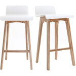 Miliboo - tabourets de bar scandinaves bois clair et blanc h65 cm (lot de 2) baltik