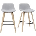 Miliboo - tabourets de bar scandinaves gris clair et bois h65 cm (lot de 2) nonie
