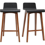 Miliboo - tabourets de bar scandinaves noyer et noir h65 cm (lot de 2) baltik