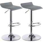 Woltu - tabouret de bar en similicuir, lot de 2, tabouret de bar pivotant, hauteur r�glable, gris