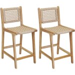 Aubry gaspard - tabouret bar en teck naturel et cannage baia (lot de 2) hauteur 100 cm