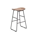 Tabouret de bar en teck recycl et mtal h65cm - bois clair - kabayan