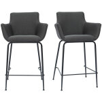 Miliboo - tabourets de bar en tissu gris anthracite h65 cm (lot de 2) carlie