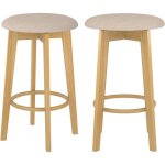 Rendez - vous déco - lot de 2 tabourets pour îlot central 66 cm en tissu beige - vahina Rendez - vous déco - lot de 2 tabourets pour îlot central 66 cm en tissu beige - vahina