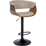 Clp - tabouret de bar vestal avec coque en bois rglable pivotant noyer / crme tissu