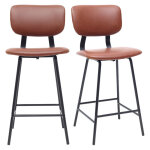 Miliboo - tabourets de bar vintage marron clair avec pieds m�tal 65 cm (lot de 2) lab