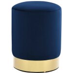 Tabouret bas design velours bleu marine et metal dor� sinza