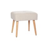 Miliboo - tabouret bas en tissu effet velours textur� beige et bois clair massif h46 cm guesta
