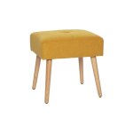 Miliboo - tabouret bas en tissu effet velours texturé jaune moutarde et bois clair massif h46 cm guesta ... Miliboo - tabouret bas en tissu effet velours texturé jaune moutarde et bois clair massif h46 cm guesta ...