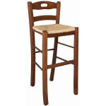 Okaffarefatto - tabouret en bois avec poigne au dossier h66 noyer foncassise en paille