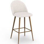 Tabouret tapissé en tissu bouclé - design scandinave - evelyne blanc Tabouret tapissé en tissu bouclé - design scandinave - evelyne blanc