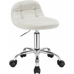 Woltu - tabouret de bureau en velours + m�tal tabouretavec dossier, tabouret r�glable, cr�me blanc