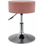 Dcoshop26 - tabouret chaise hauteur rglable en tissu velours rose tabo09054