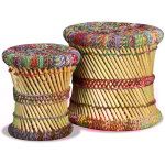 Vidaxl - tabourets avec dtails chindi lot de 2 multicolore bambou