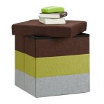 Tabouret cube carré pliant coffre de rangement pliable pouf rayé tricolore hxlxp: 38 x 38 x 38 cm, coloré ... Tabouret cube carré pliant coffre de rangement pliable pouf rayé tricolore hxlxp: 38 x 38 x 38 cm, coloré ...