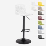 Tabouret design cuisine bar base noire mate rglable grand soleil spider matt - blanc