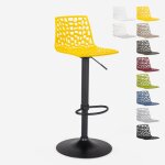 Grand soleil ? tabouret de bar r�glable 57, 5 - 79 cm ? si�ge pivotant 360� ? base acier noire mate ? ...