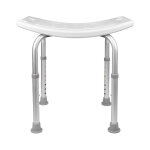 Tabouret de douche incurv rglable en hauteur 51 cm x 39 cm x 60, 5 cm en aluminium hdpe blanc