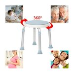 Aqrau tabouret de douche pivotant  360, tabouret de douche rond hauteur rglable, pieds antidrapants, ...