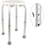 Tabouret de douche rglable en hauteur, sige de douche blanc, pieds antidrapants, charge max. 136kg, ...