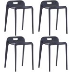 The living store - tabourets empilables lot de 4 noir plastique - tabouret pliable - tabouret bar - chaise ...