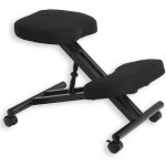 Idimex - tabouret ergonomique robert, structure en mtal noir et tissu noir