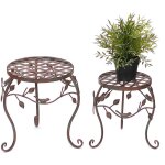 Dandibo tabouret de fleur mtal marron lot de 2 tabourets de fleur 93992 colonne de fleur antique support ...