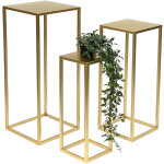 Dandibo tabouret de fleur m�tal or angulaire support de fleur table d'appoint 96506 lot de 3 colonnes ...