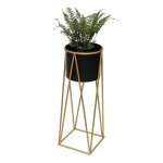 Tabouret � fleurs avec pot m�tal or noir l 70 cm porte - fleurs 96046 colonne � fleurs moderne porte ...