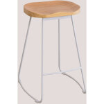 Tabouret haut en acier et bois d'orme neicol sklum blanc ?65 cm