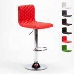 Tabouret haut de bar et cuisine en similicuir emmaill� design denver - rouge