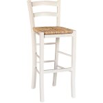 Okaffarefatto - tabouret haut en bois d'aniline blanc - 73 cm - style rustique pour la maison et le bar ...