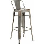 Sklum - tabouret haut lix 75 cm avec dossier en acier bross acier