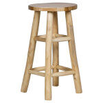 Tabouret haut h. 65 cm en bois de teck avec repose pieds - felicia
