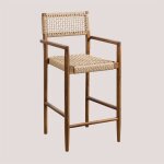 Tabouret de jardin haut en bois de teck 65 cm orebro sklum