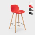 Tabouret haut moderne eiffel pour bar et cuisine design scandinave burj 65 - rouge