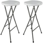 Oxeo - tabourets haut pliant x2 - hauteur 80cm - tabouret de bar pliant - tabouret mange debout - sige ...