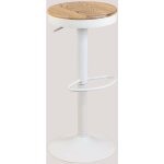 Sklum - tabouret haut rglable bardder en acier et bois d'orme blanc