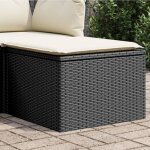 Vidaxl - tabouret de jardin avec coussin noir 55x55x37 cm résine tressée Vidaxl - tabouret de jardin avec coussin noir 55x55x37 cm résine tressée