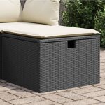 Vidaxl - tabouret de jardin avec coussin noir 55x55x37 cm rsine tresse