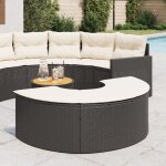 Tabouret de jardin avec coussin noir r�sine tress�e vidaxl