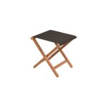 Tabouret de jardin pliant en bois d'acacia et tissu noir