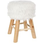 Tabouret fourrure - instants nature - d 30 x h 42 cm - blanc - livraison gratuite Tabouret fourrure - instants nature - d 30 x h 42 cm - blanc - livraison gratuite